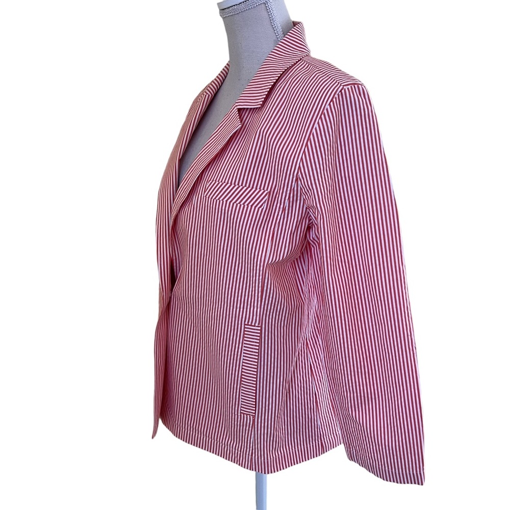 Elliot Lauren White/Orange Pinstripe One Button Blazer 12 - Picture 5 of 10
